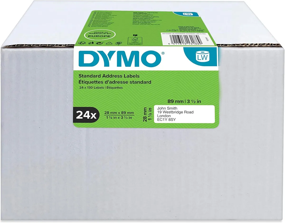Dymo 13187 / S0722390 Etiketten weiß (28 x 89mm 24 x 130 Stück)