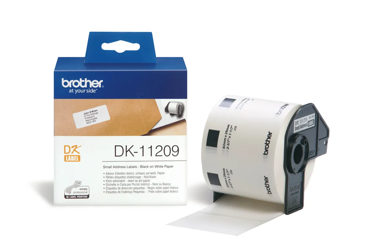 Brother DK-11209 Etiketten schwarz auf weiß (62 x 29mm, 800 Stück)