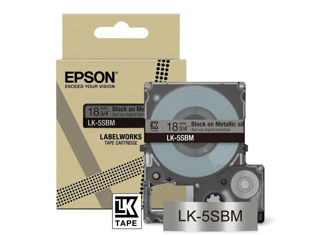 Epson LK-5SBM / C53S672094 Schriftband schwarz auf metallic silber (18mm x 8m)