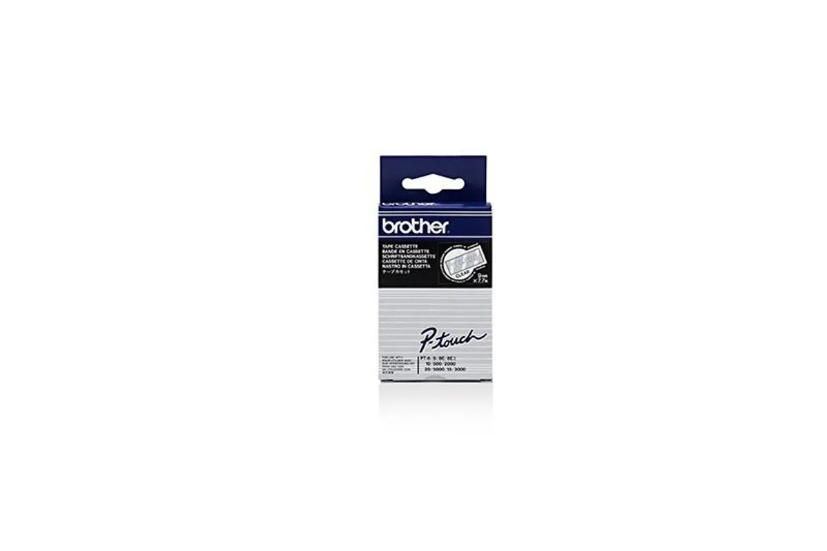Brother TC-195 Schriftband weiß auf transparent (9mm x 7,7m)