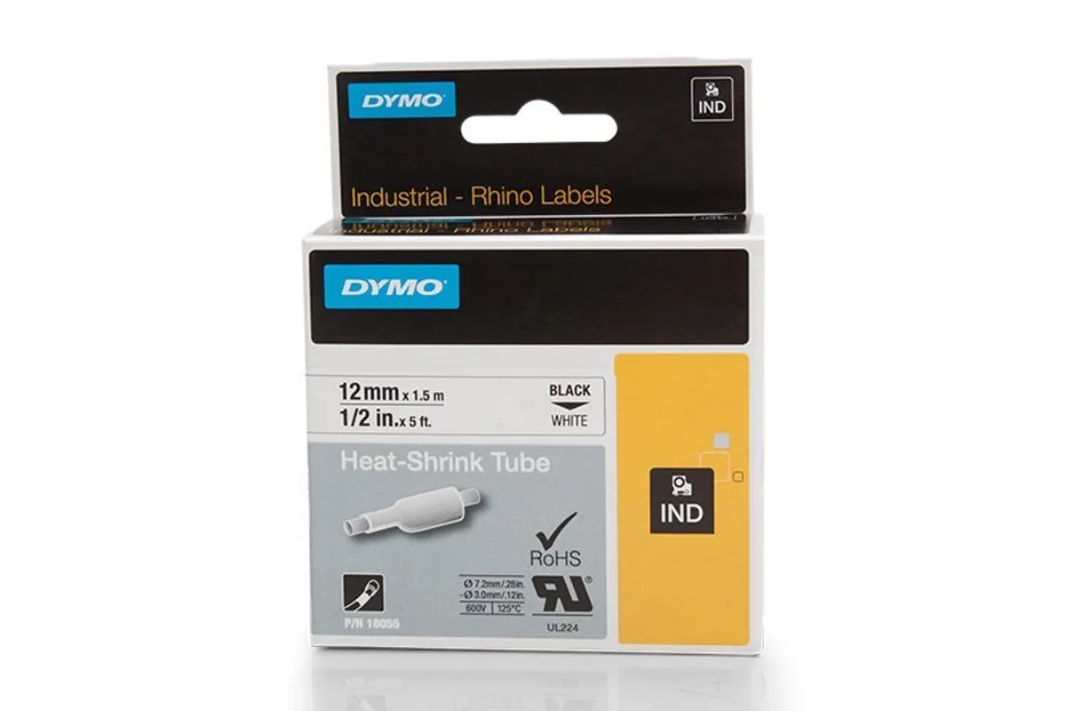 Dymo S0718300 / 18055 Prägeband schwarz auf weiß (12mm x 7m)