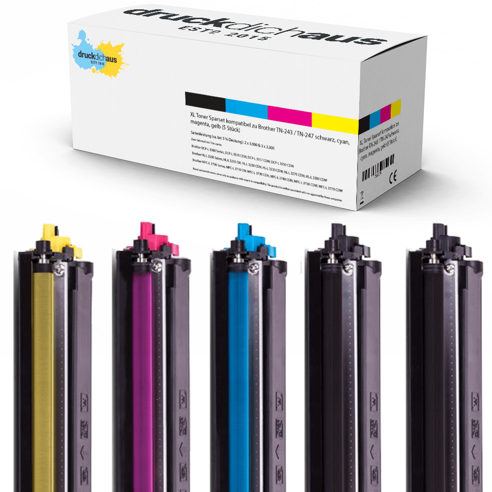 XL Toner Sparset kompatibel zu Brother TN-243 / TN-247 schwarz, cyan, magenta, gelb  (5 Stück)