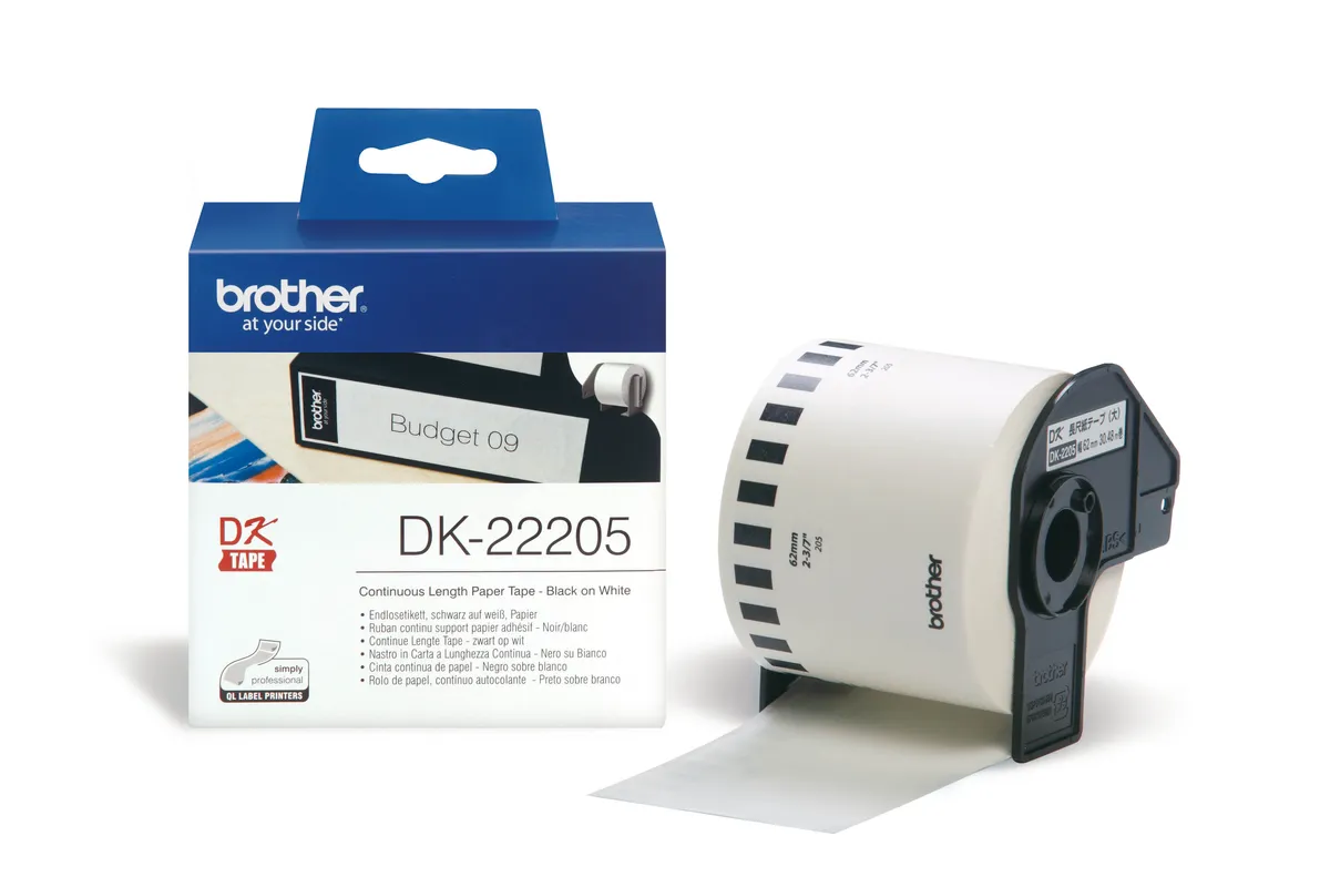 Brother DK-22205 Etiketten schwarz auf weiß (62mm x 30,48m)