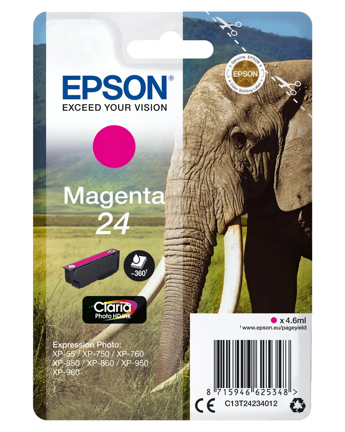 Epson 24 / T2423 / C13T24234012 / C13T24234022 Tinte magenta