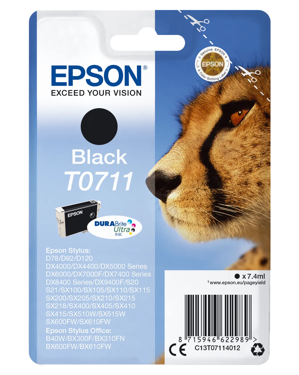 Epson T0711 / C13T07114012 / C13T07114022 Tinte schwarz