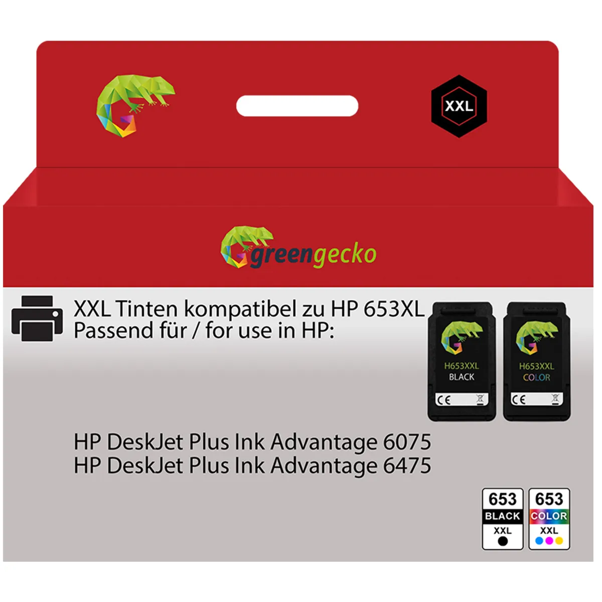 XL Tinten Sparset kompatibel zu HP 653XL / 3YM74AE & 3YM75AE schwarz, color  (2 Stück)