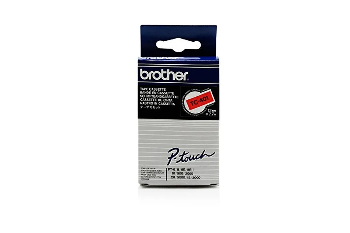 Brother TC-401 Schriftband schwarz auf rot (12mm x 7,7m)