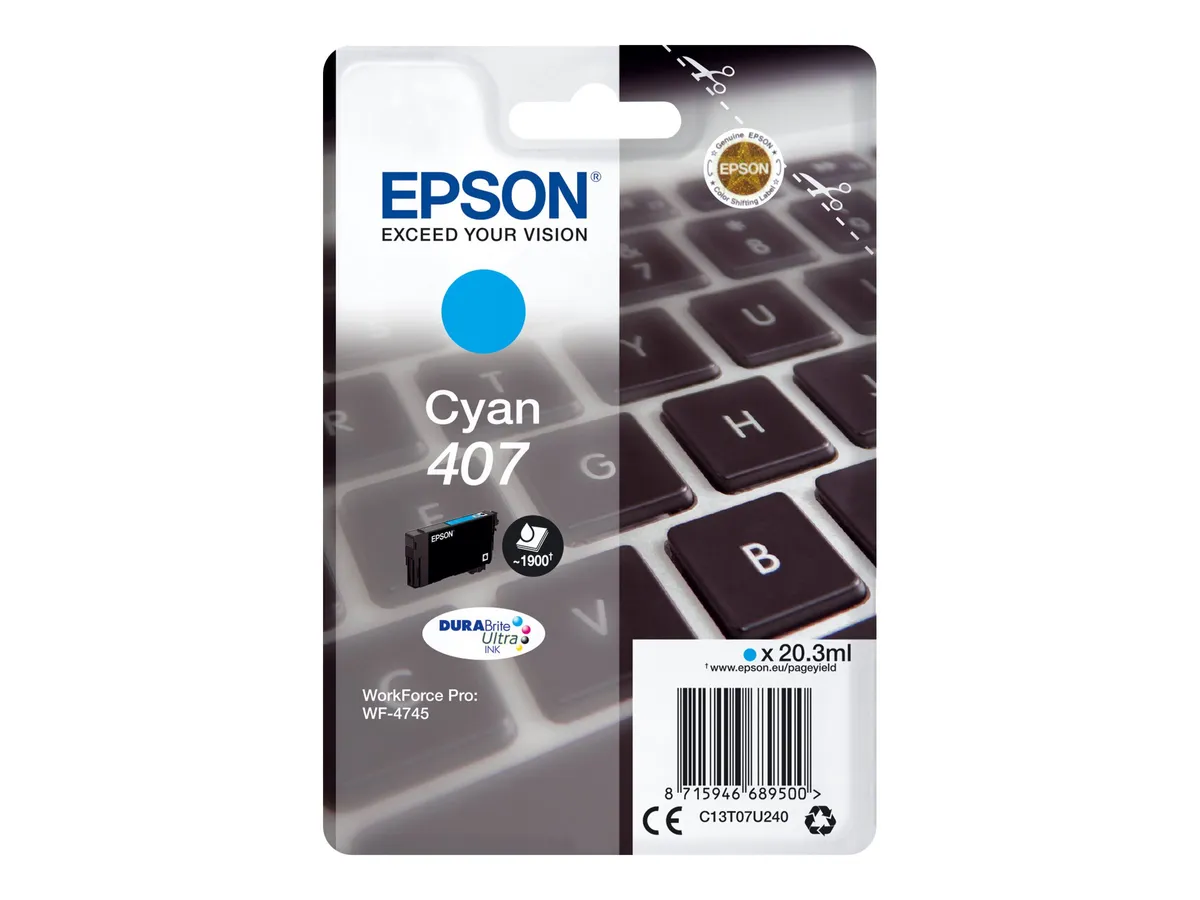 Epson 407 / T07U2 / C13T07U240 Tinte cyan