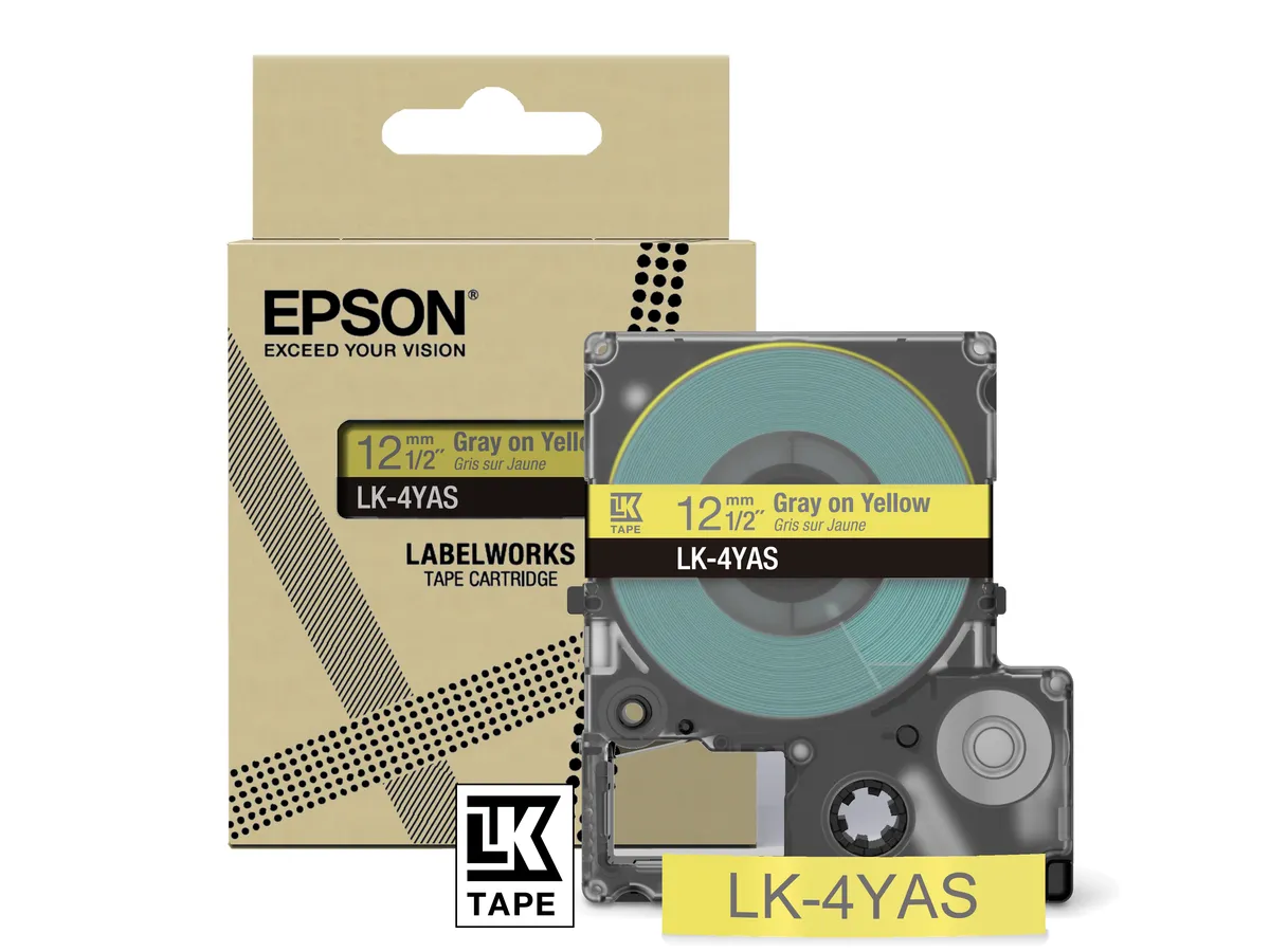 Epson LK-4YAS / C53S672104 Schriftband grau auf gelb (12mm x 8m)
