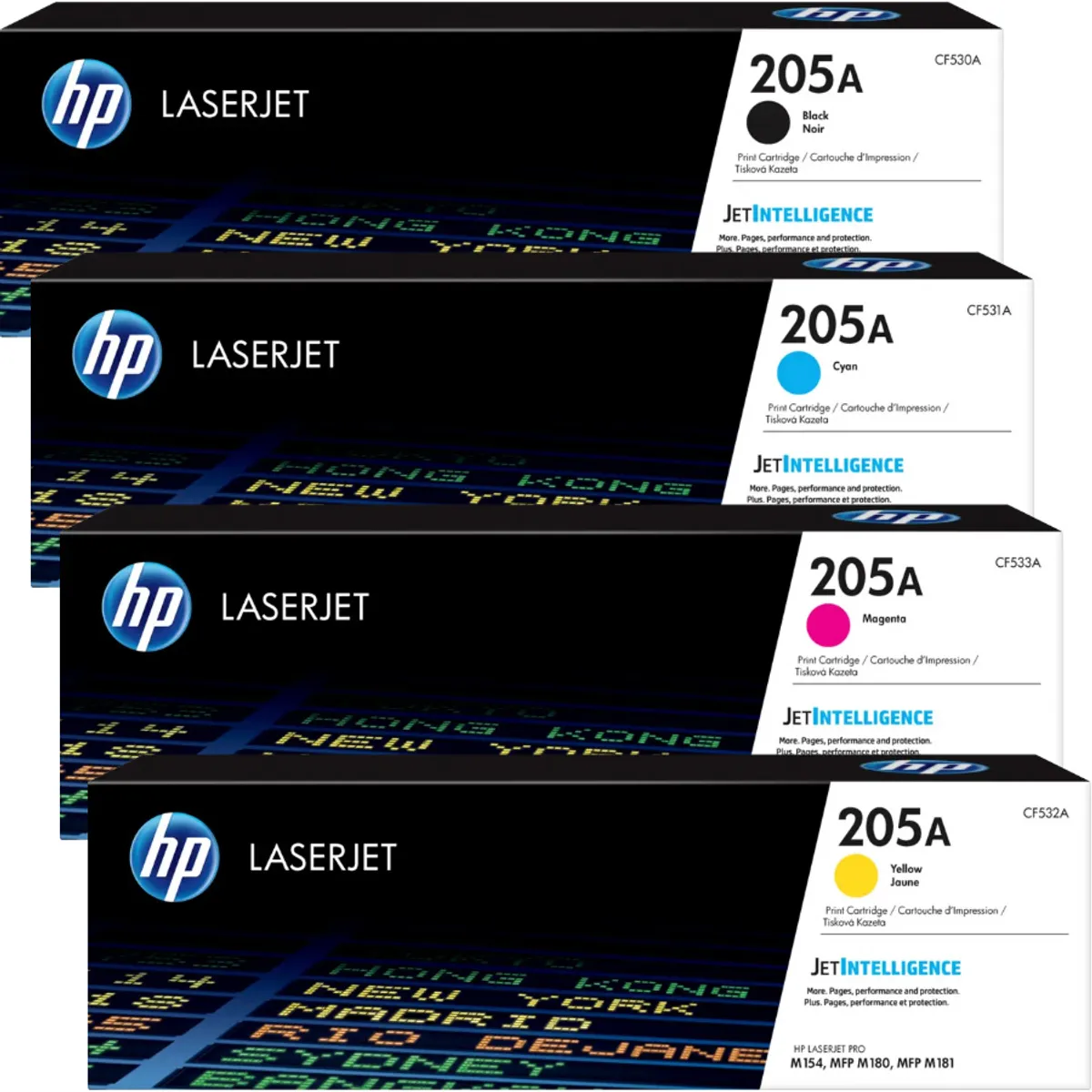 HP 205A / CF530A / CF531A / CF532A / CF533A Toner Sparset schwarz, cyan, magenta, gelb (4 Stück)