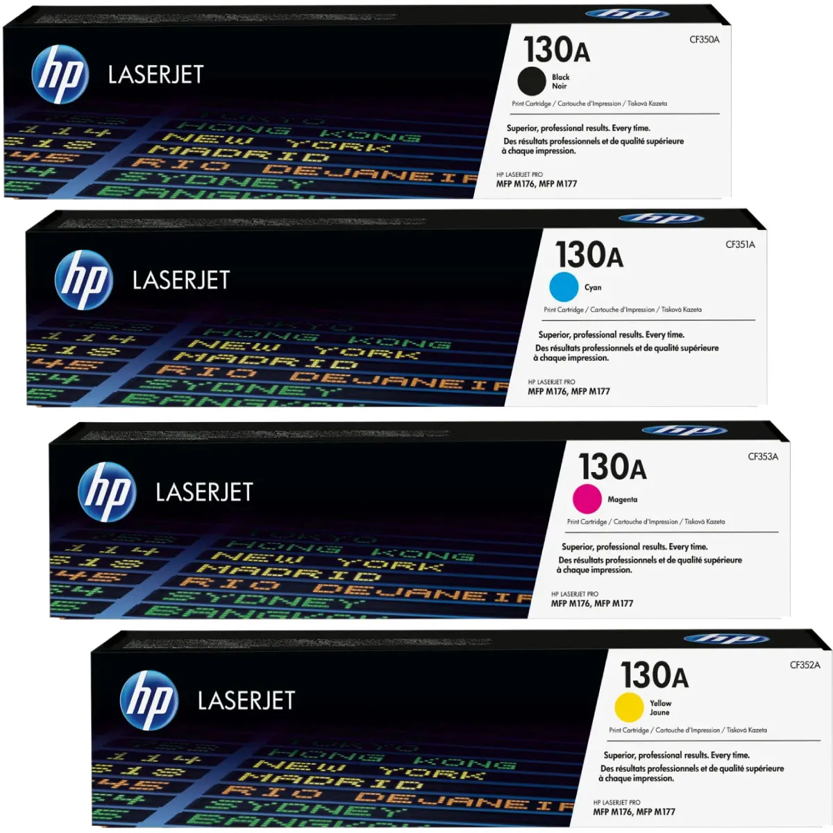 HP 130A / CF350A / CF351A / CF352A / CF353A Toner Sparset schwarz, cyan, magenta, gelb (4 Stück)