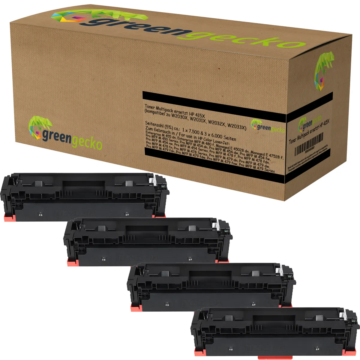 XL Toner Sparset kompatibel zu green gecko 415X / W2030X - W2033X schwarz, cyan, magenta, gelb  (4 Stück)