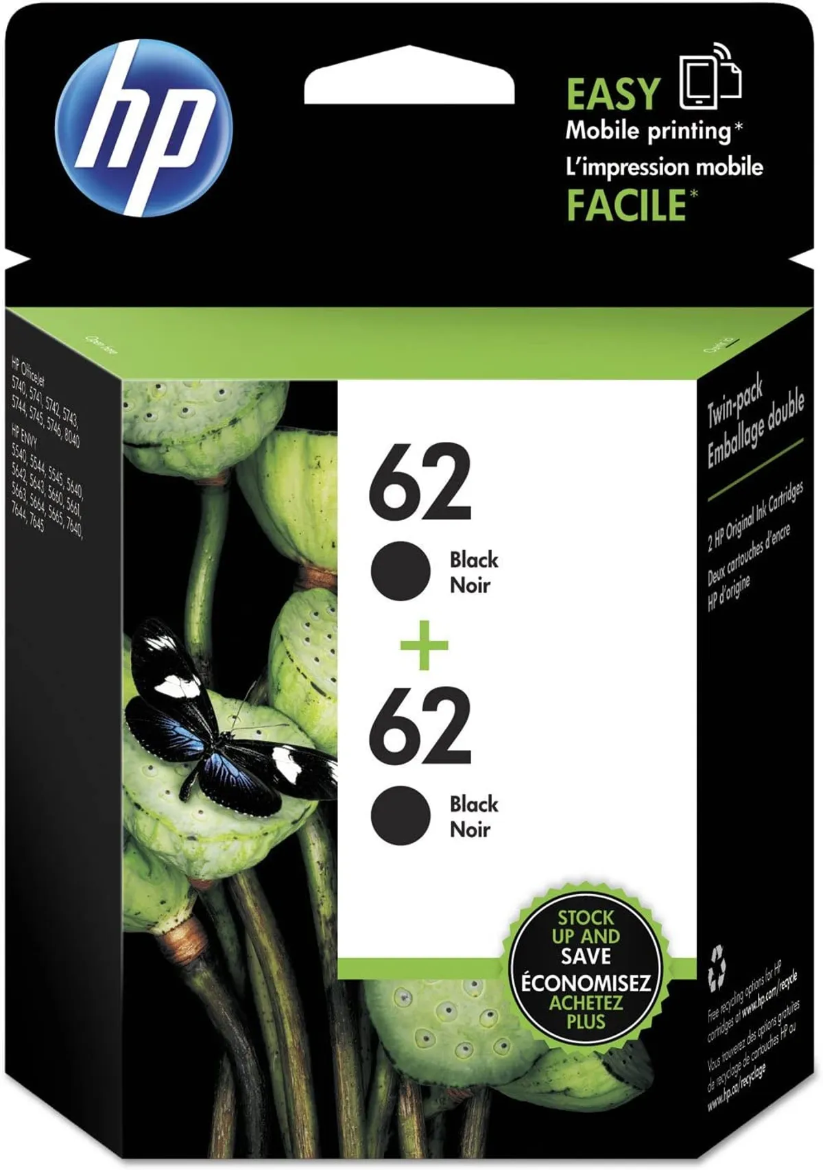HP 62 / C2P04AE TWIN Tinte schwarz