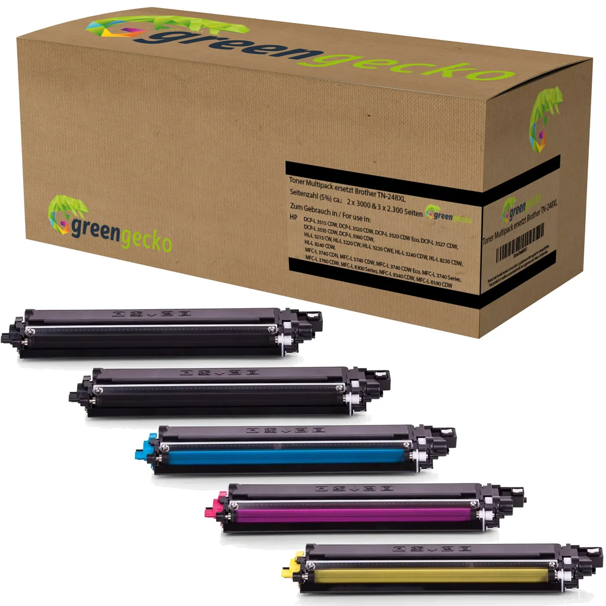 XL Toner Sparset kompatibel zu Brother TN-248XL schwarz, cyan, magenta, gelb  (5 Stück)