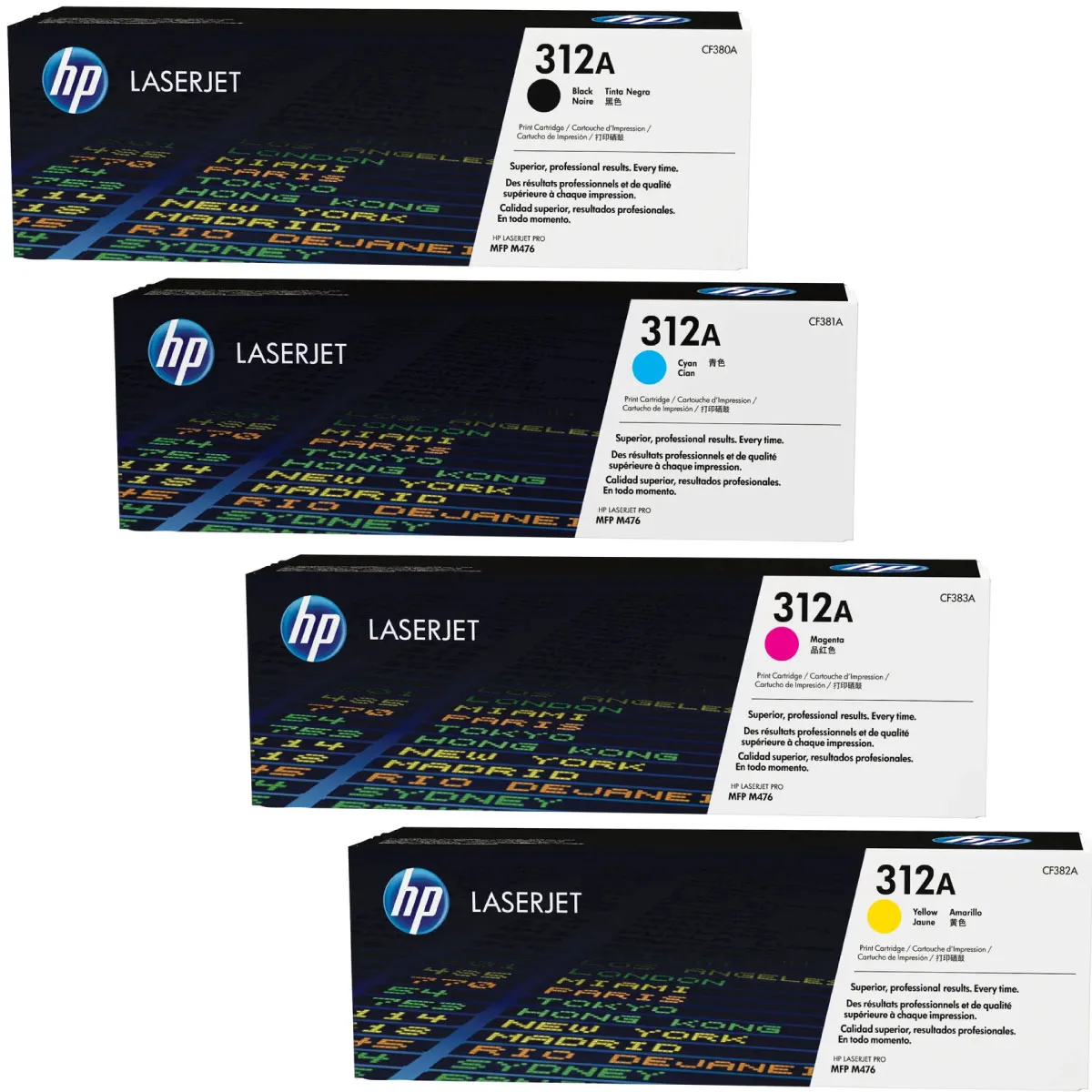 HP 312A / CF380A / CF381A / CF382A / CF383A Toner Sparset schwarz, cyan, magenta, gelb (4 Stück)