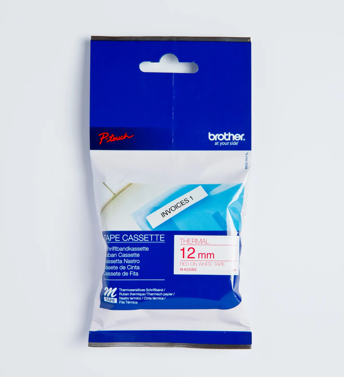 Brother MK-232BZ Schriftband rot auf weiß (12mm x 8m)