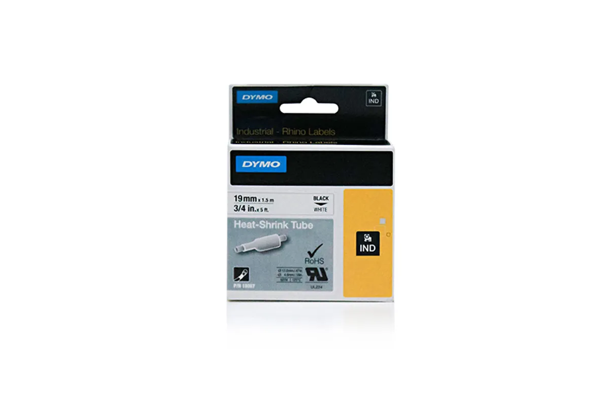 Dymo S0718330 / 18057 Heissschrumpfschlauch schwarz auf weiß (19mm x 1,5m)