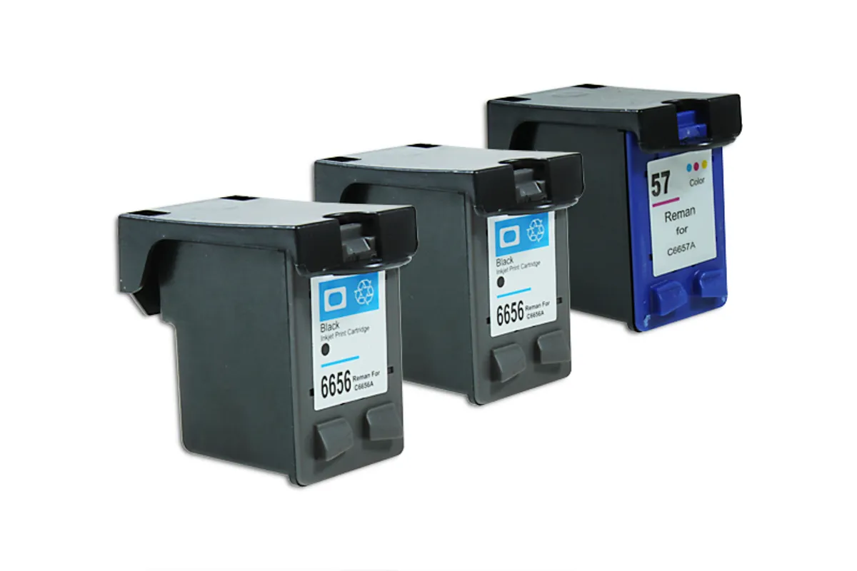 XL Tinten Sparset kompatibel zu HP 56 - 57 / C6656AE / C6657AE schwarz, color  (3 Stück)