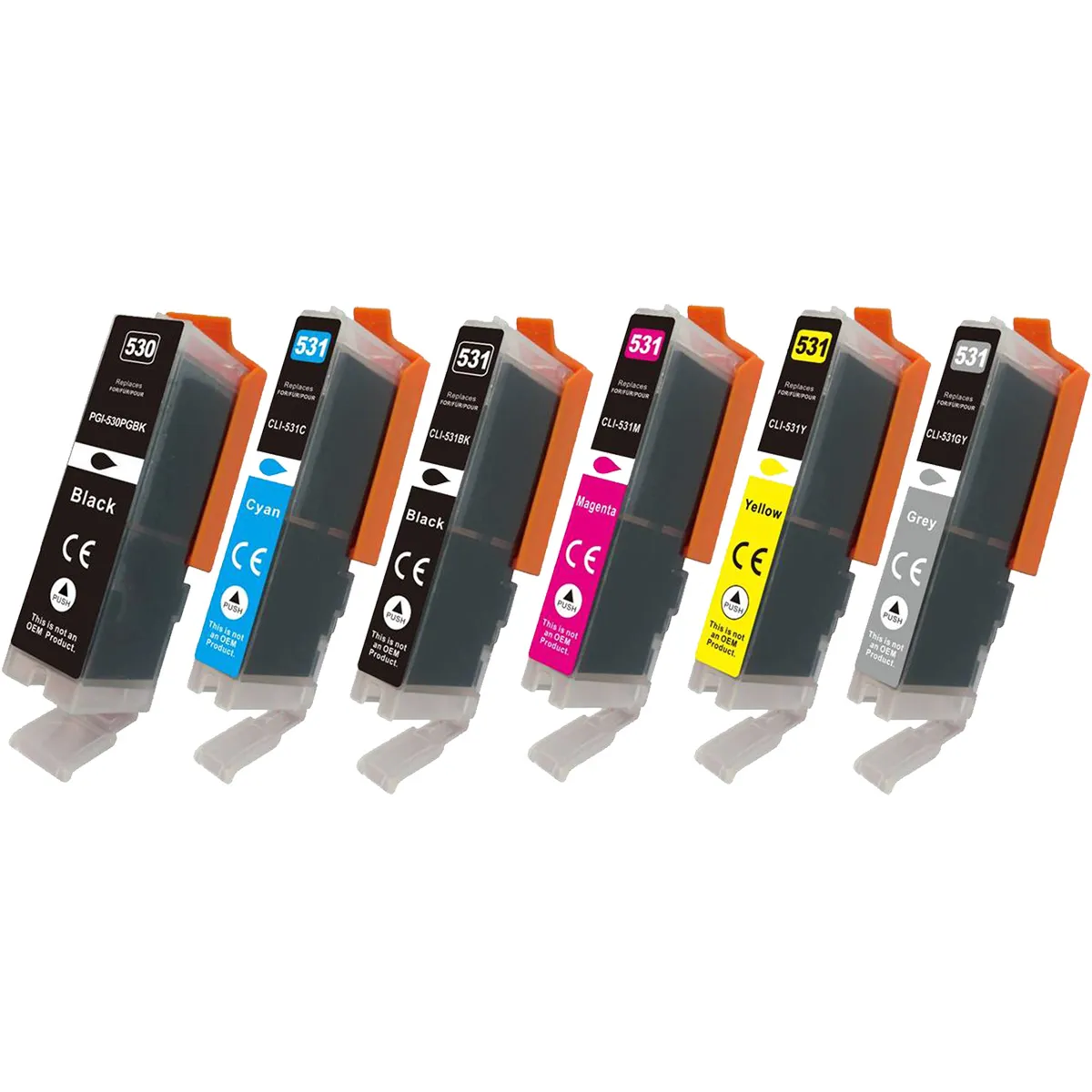 XL Tinten Sparset kompatibel zu Canon PGI-530 & CLI-531 schwarz, cyan, magenta, gelb, photo schwarz, grau  (6 Stück)