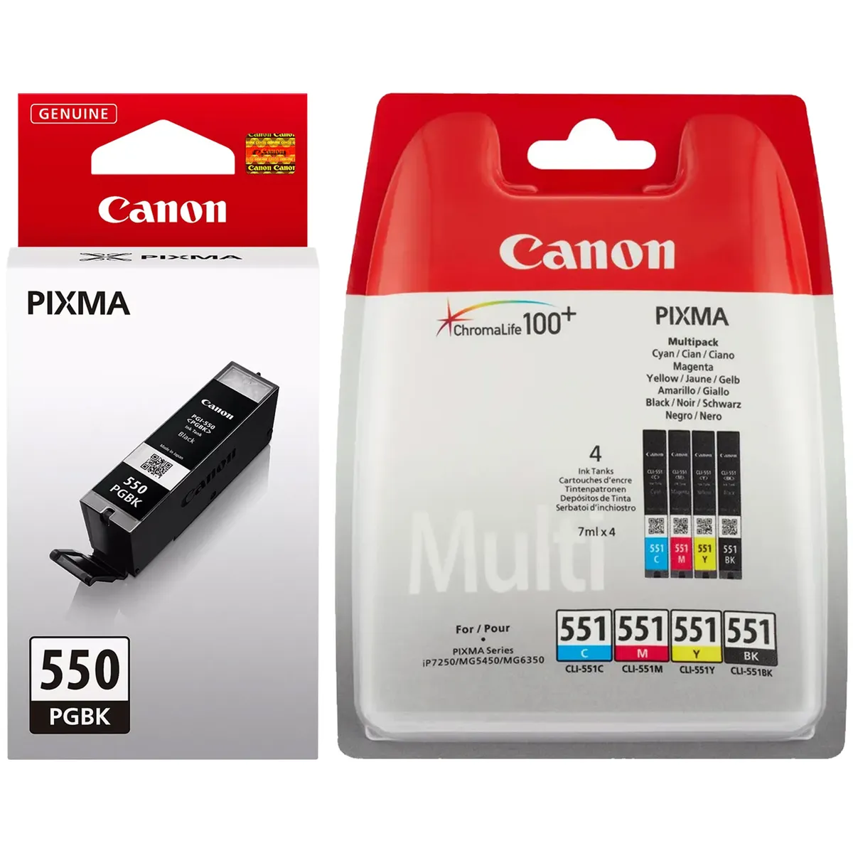 Canon PGI-550 & CLI-551 Tinten Sparset schwarz, cyan, magenta, gelb, photo schwarz (5 Stück)