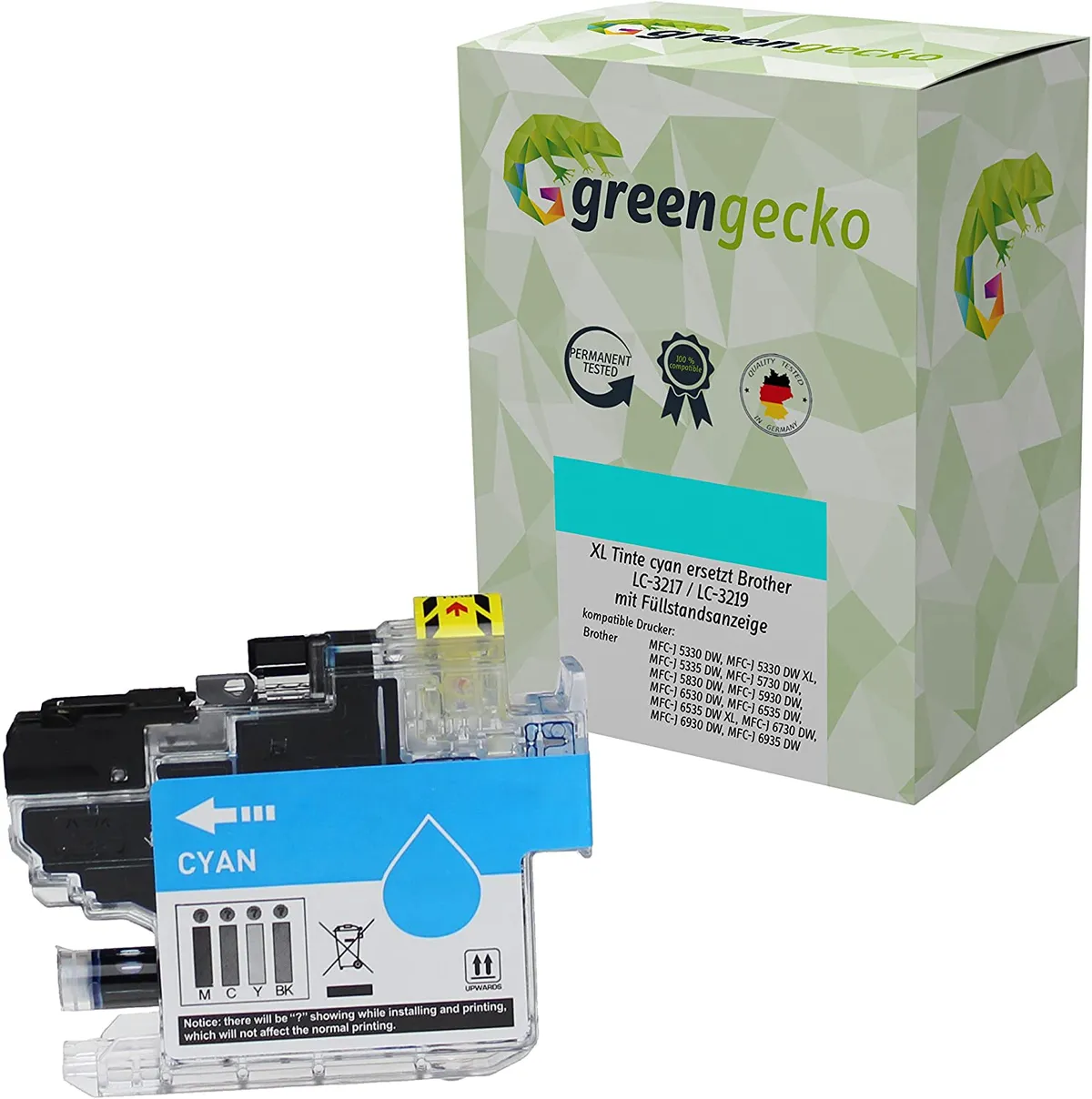 XL green gecko Tinte kompatibel zu Brother LC-3217 / LC-3219 cyan