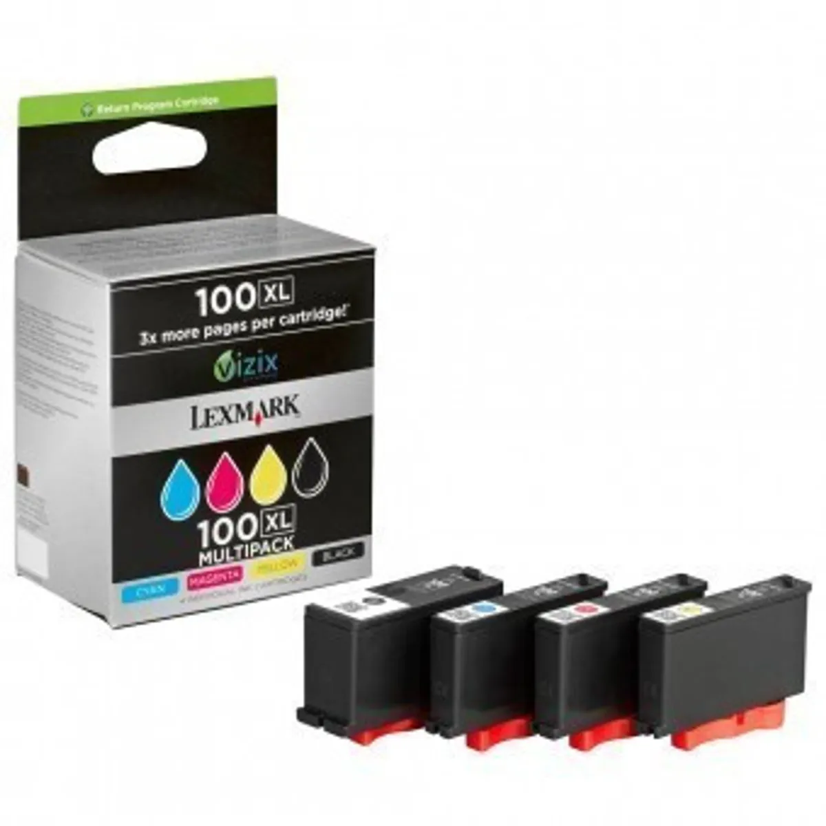 Lexmark 100XL / 14N1921 Tinten Sparset schwarz, cyan, magenta, gelb (4 Stück)