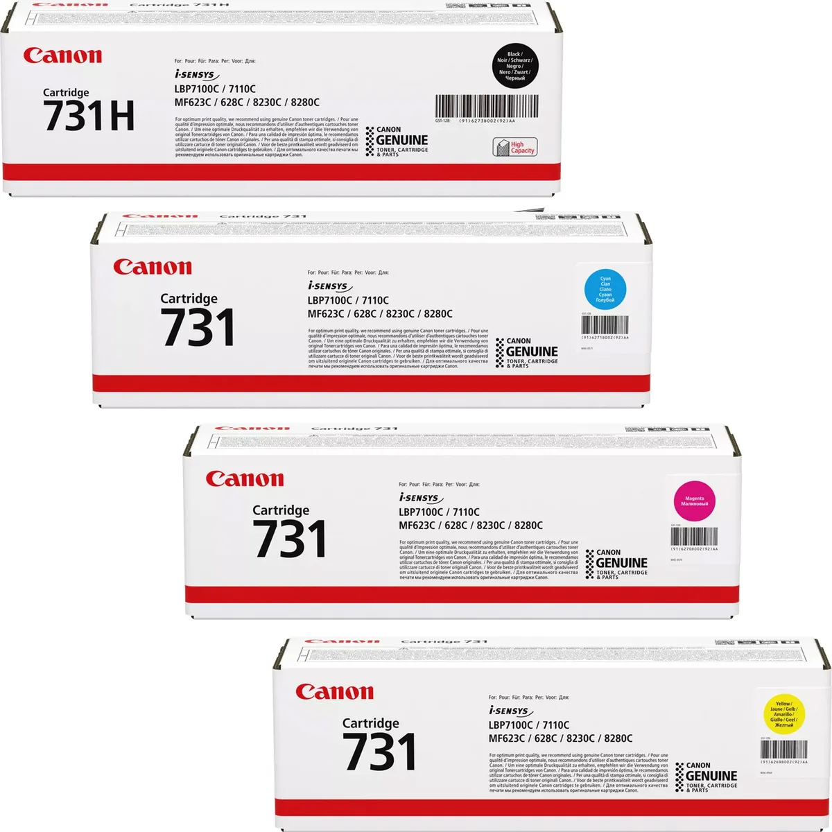 Canon 731H / 731 Toner Sparset schwarz, cyan, magenta, gelb (4 Stück)