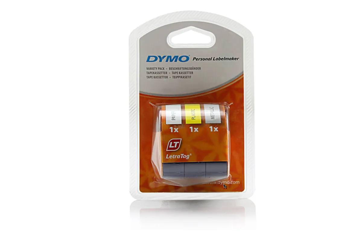 Dymo S0721800 / 91241 Etiketten schwarz auf weiß, gelb, silber (12mm x 4m, 3 Stück)