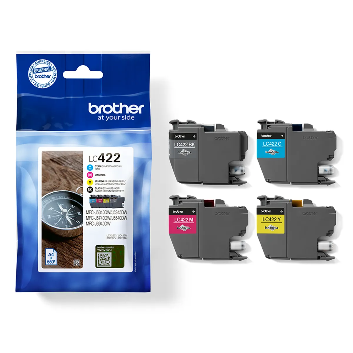 Brother LC-422 / LC-422VAL Tinten Sparset schwarz, cyan, magenta, gelb (4 Stück)