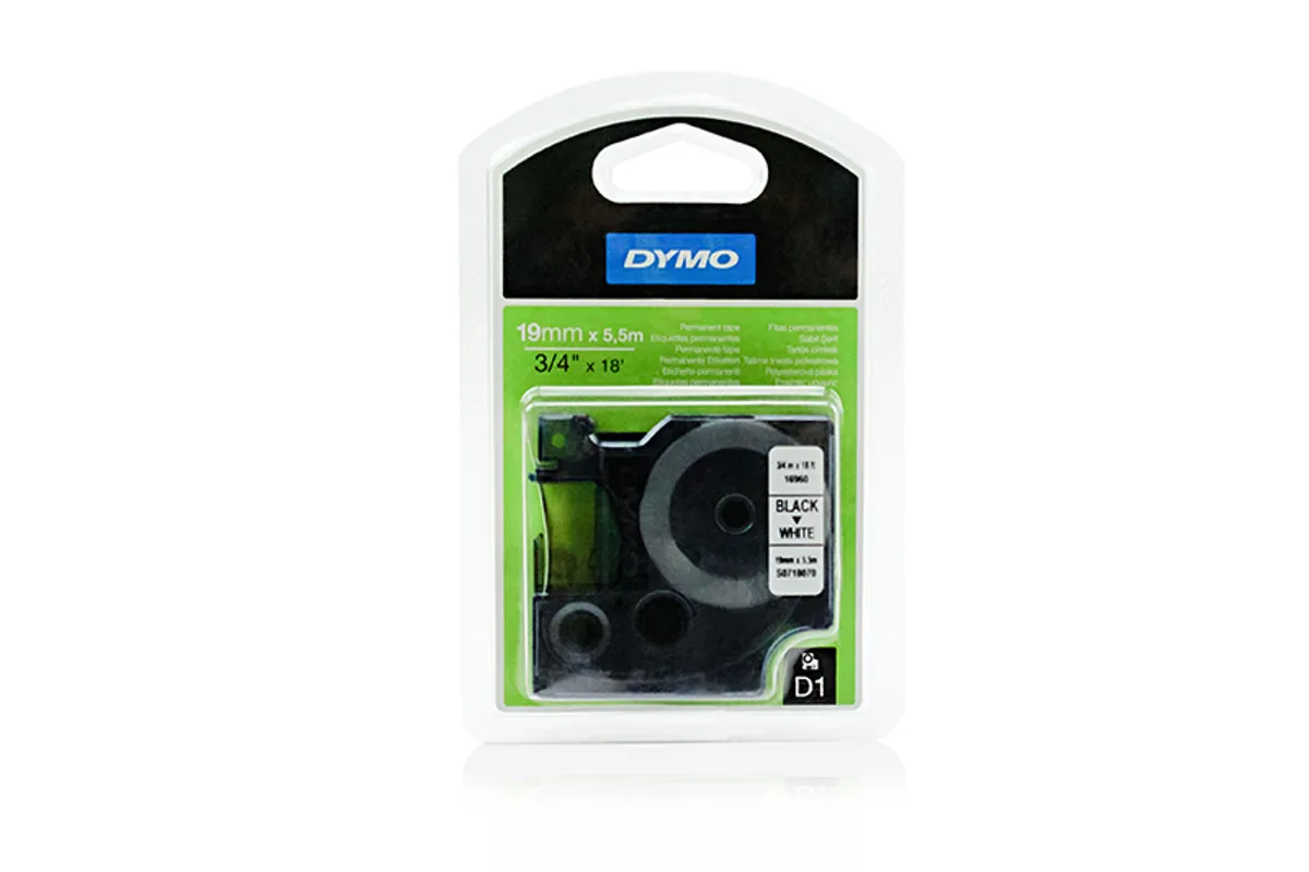 Dymo S0718070 / 16960 Etiketten schwarz auf weiß (19mm x 5,5m)
