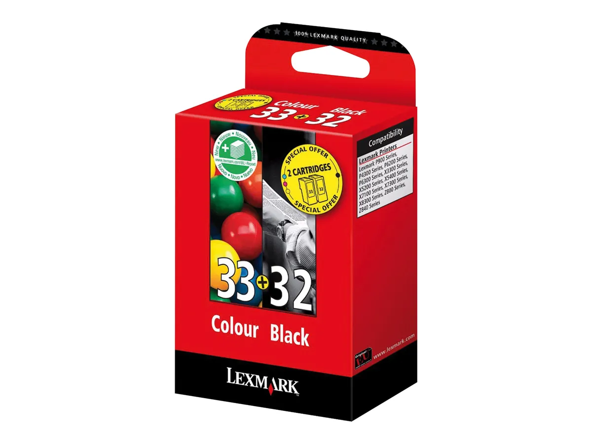 Lexmark 32 & 33 / 80D2951 Tinten  schwarz, color (2 Stück)