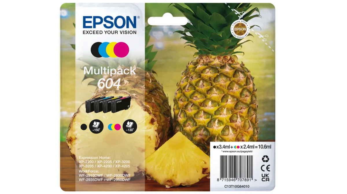 Epson 604 / T10G6 / C13T10G64010 / C13T10G64020 Tinten Sparset schwarz, cyan, magenta, gelb (4 Stück)