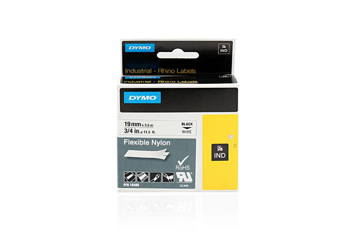 Dymo S0718120 / 18759 / 18489 Etiketten schwarz auf weiß (19mm x 3,5m)