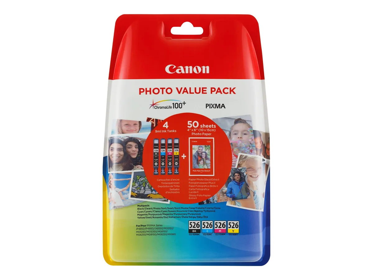 Canon CLI-526 / 4540B017 Tinten Sparset schwarz, cyan, magenta, gelb (4 Stück)