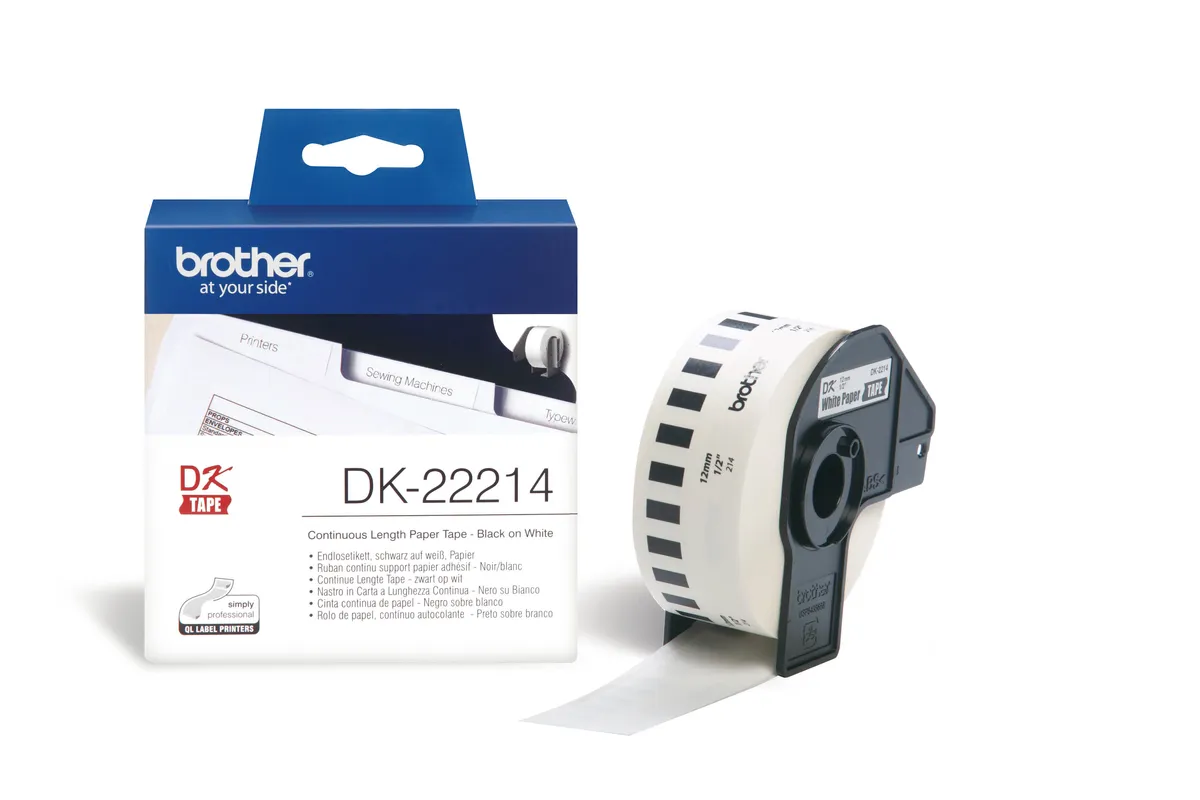 Brother DK-22214 Etiketten schwarz auf weiß (12mm x 30,48m)