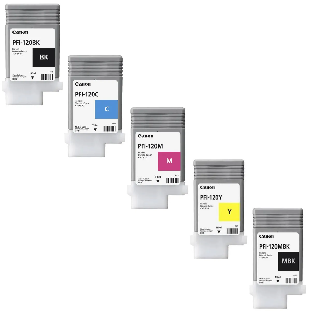 Canon PFI-120 Tinten Sparset schwarz, cyan, magenta, gelb, matt schwarz (5 Stück)