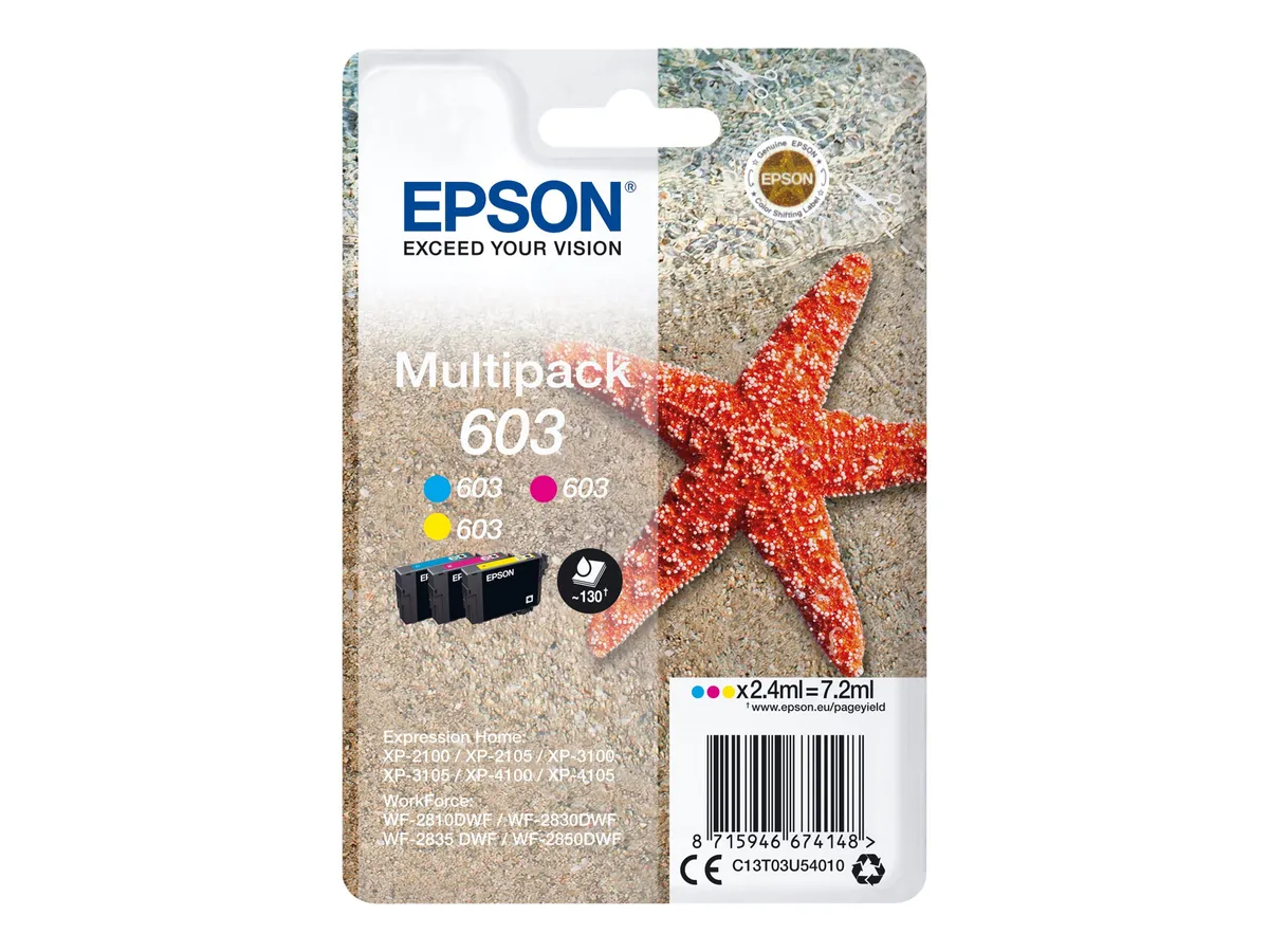 Epson 603 / T03U5 / C13T03U54010 / C13T03U54020 / C13T03U54510 Tinten Sparset cyan, magenta, gelb (3 Stück)