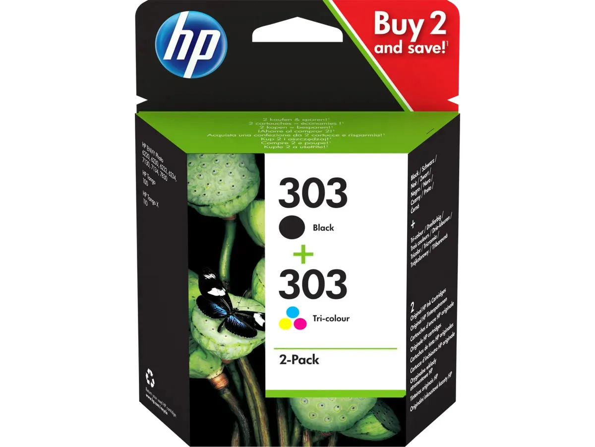 HP 303 / 3YM92AE Tinten Sparset schwarz, color (2 Stück)