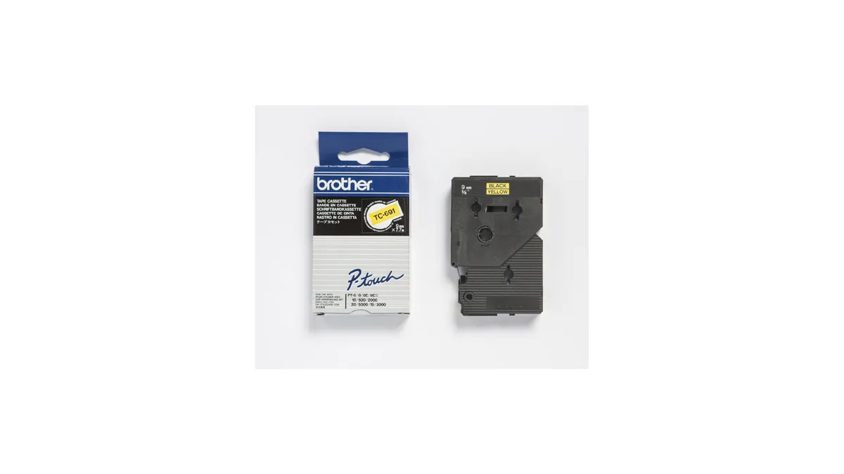 Brother TC-691 Schriftband schwarz auf gelb (9mm x 7,7m)