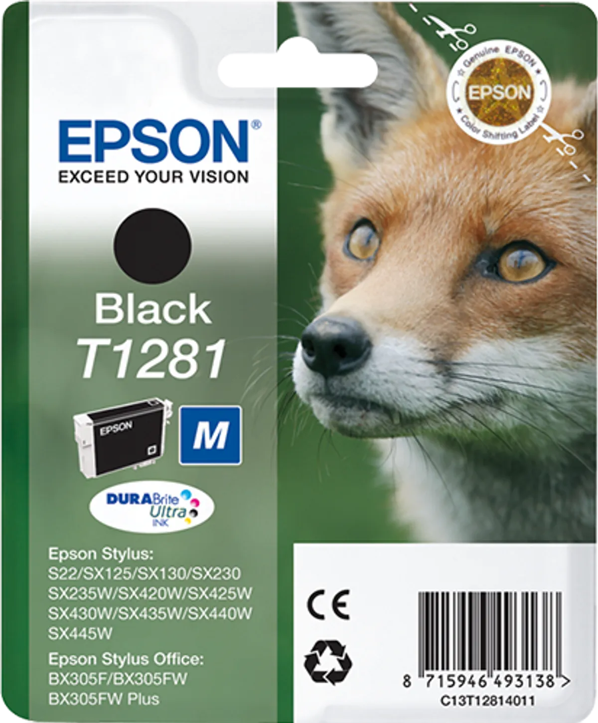 Epson T1281 / C13T12814012 / C13T12814022 Tinte schwarz