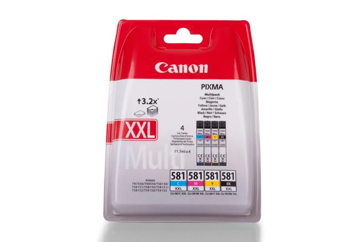 Canon CLI-581 XXL / 1998C004 / 1998C005 Tinten Sparset schwarz, cyan, magenta, gelb (4 Stück)