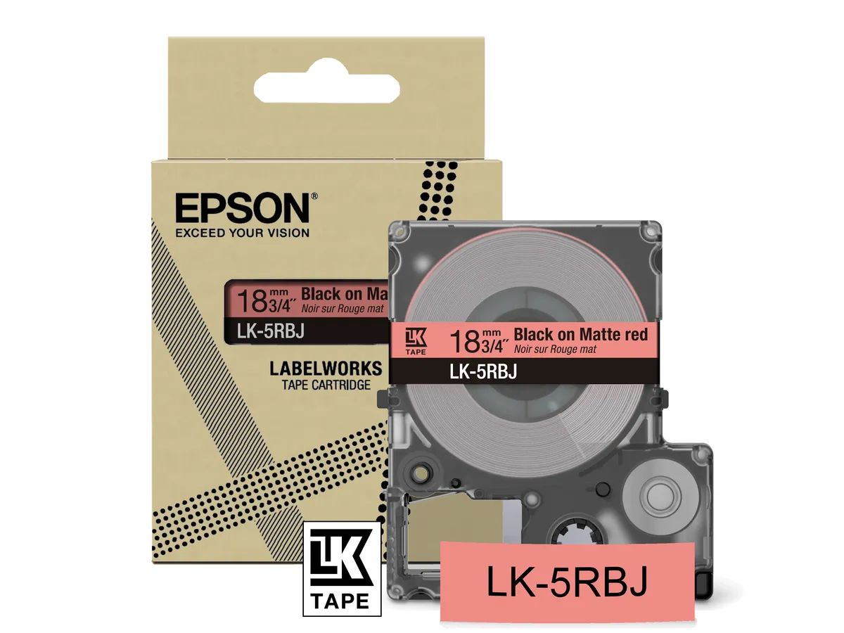 Epson LK-5RBJ / C53S672072 Schriftband schwarz auf matt rot (18mm x 8m)