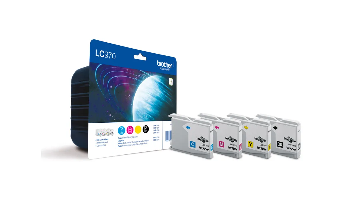 Brother LC-970VALBP / LC-970VALBPDR Tinten Sparset schwarz, cyan, magenta, gelb (4 Stück)