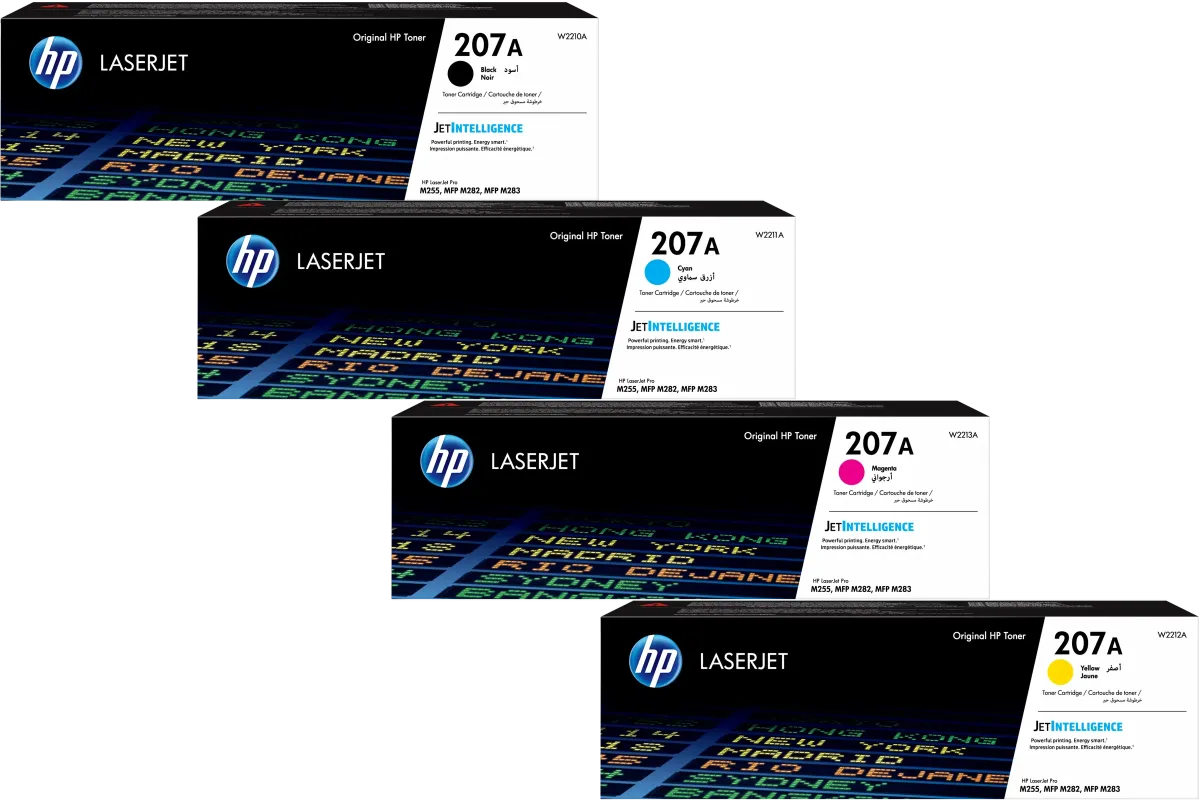 HP 207A / W2210A / W2211A / W2212A / W2213A Toner Sparset schwarz, cyan, magenta, gelb (4 Stück)