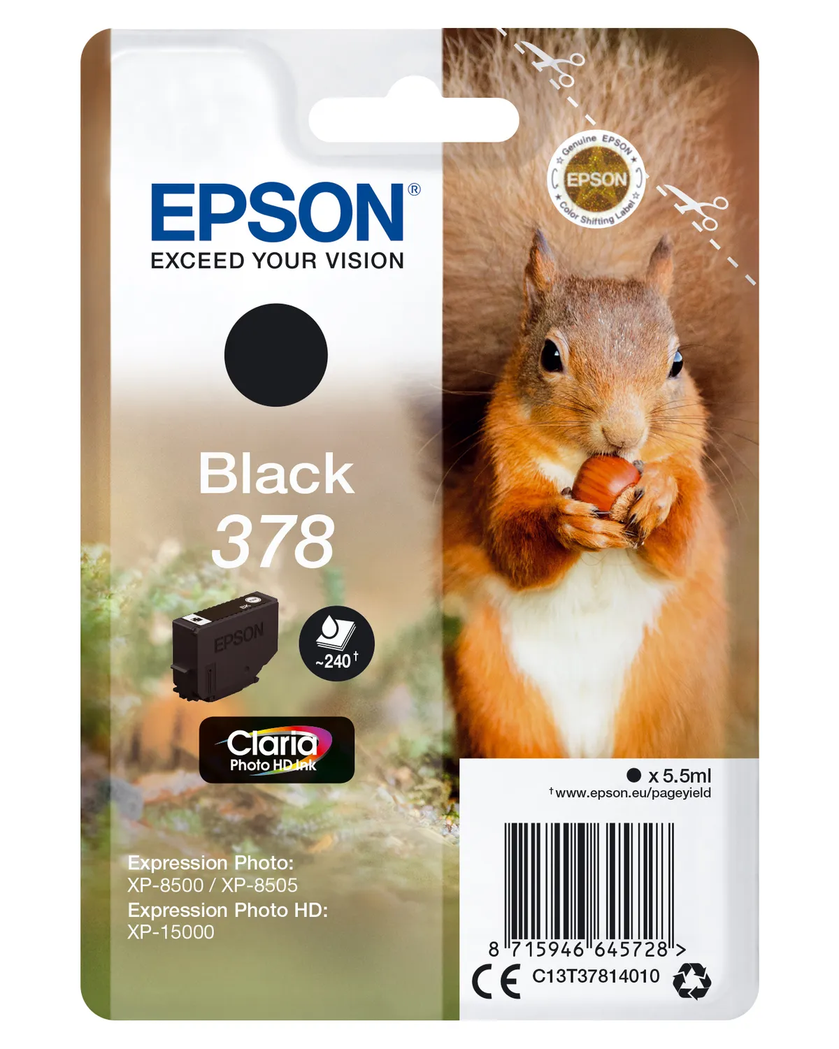 Epson 378 / T3781 / C13T37814010 / C13T37814020 Tinte schwarz