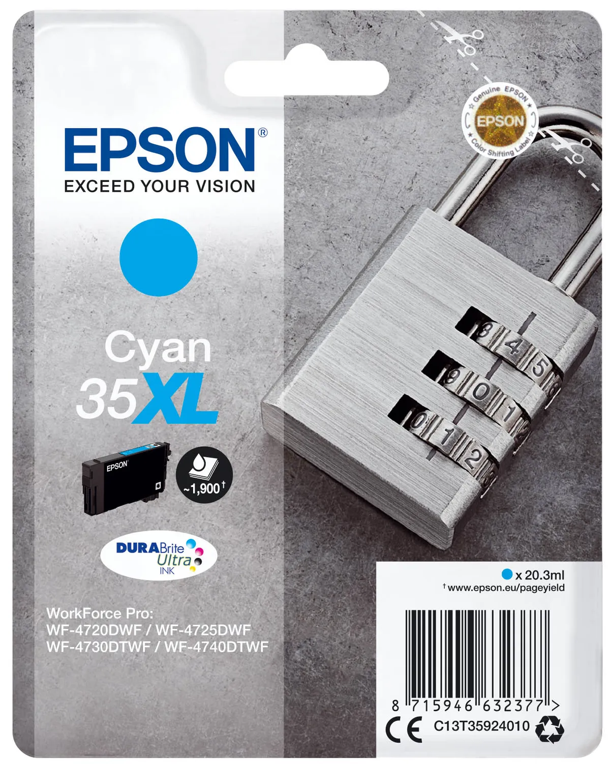 Epson 35XL / T3592 / C13T35924010 / C13T35924020 Tinte cyan