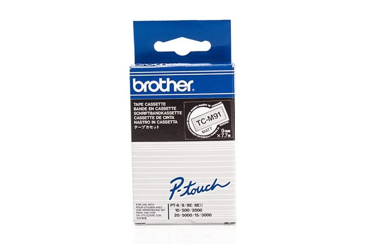 Brother TCM-91 Schriftband schwarz auf transparent (9mm x 7,7m)