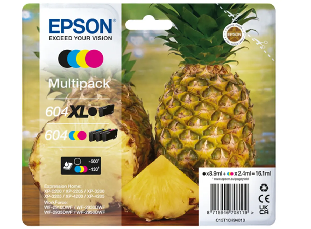 Epson 604XL / 604 / T10H9 / C13T10H94010 Tinten Sparset schwarz, cyan, magenta, gelb (4 Stück)