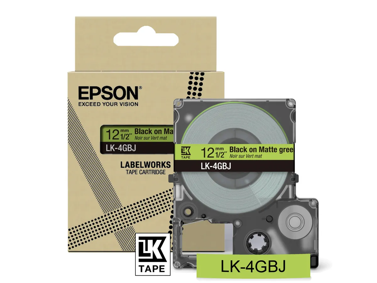 Epson LK-4GBJ / C53S672077 Schriftband schwarz auf matt grün (12mm x 8m)