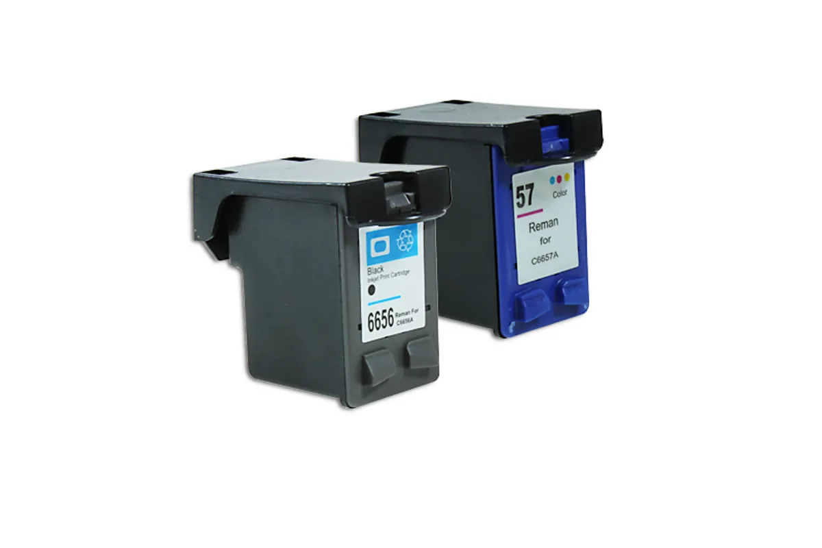 XL Tinten Sparset kompatibel zu HP 56 - 57 / C6656AE / C6657AE schwarz, color  (2 Stück)
